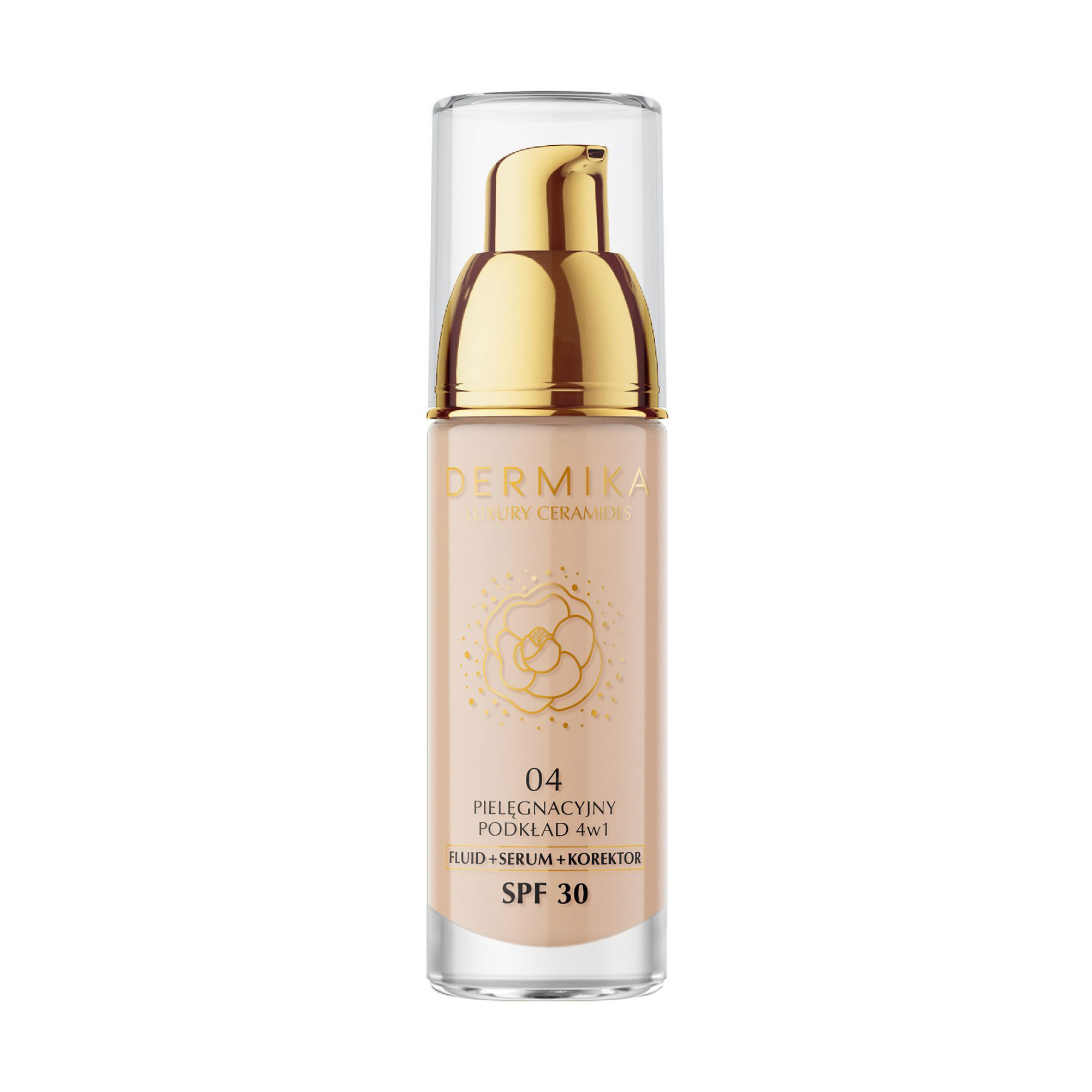 Тональний флюїд для обличчя 4 в 1 Dermika Luxury Ceramides, SPF 30, 04, 30 мл